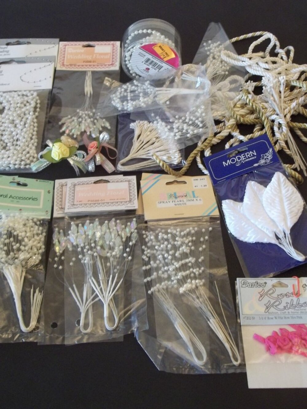 Vintage Beading Floral Sprays, Wedding Bridal Craft Supplies, Lot